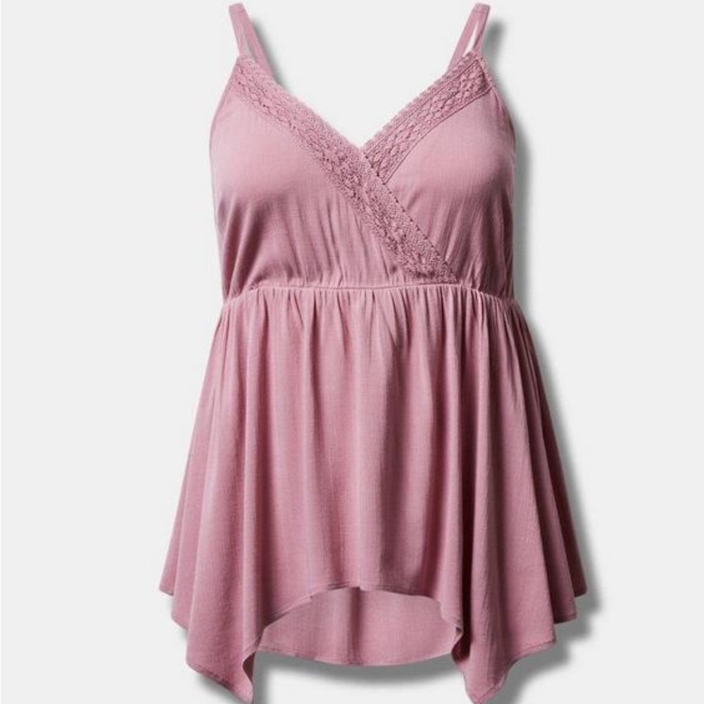 Torrid Pink Lace Trim Cami Top